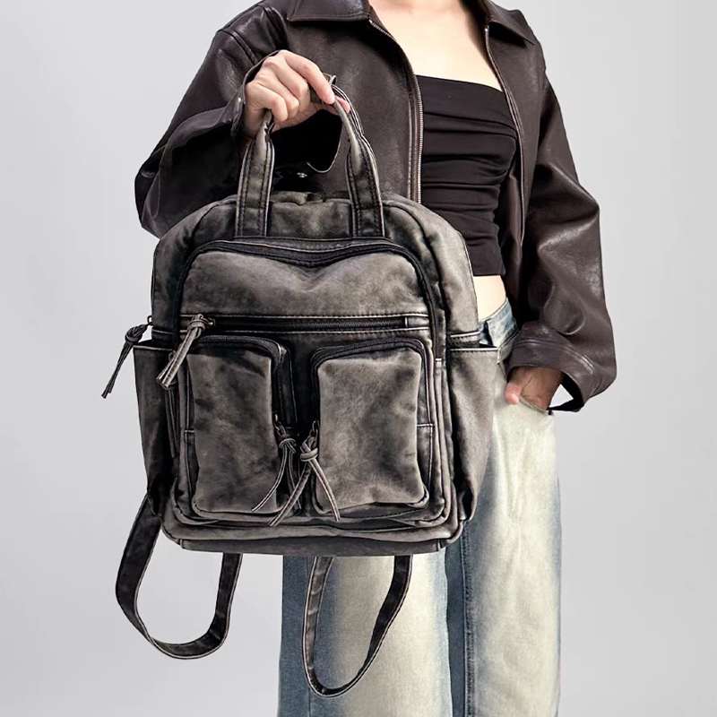 Luxury Bags With Zipper - Luxe zacht gewassen Pu lederen rugzakken