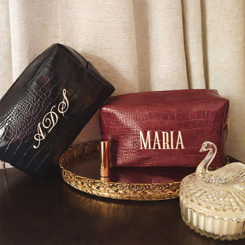 Geborduurde Croc make-up tas,  - Luxury Bags Vegan recensie en prijs